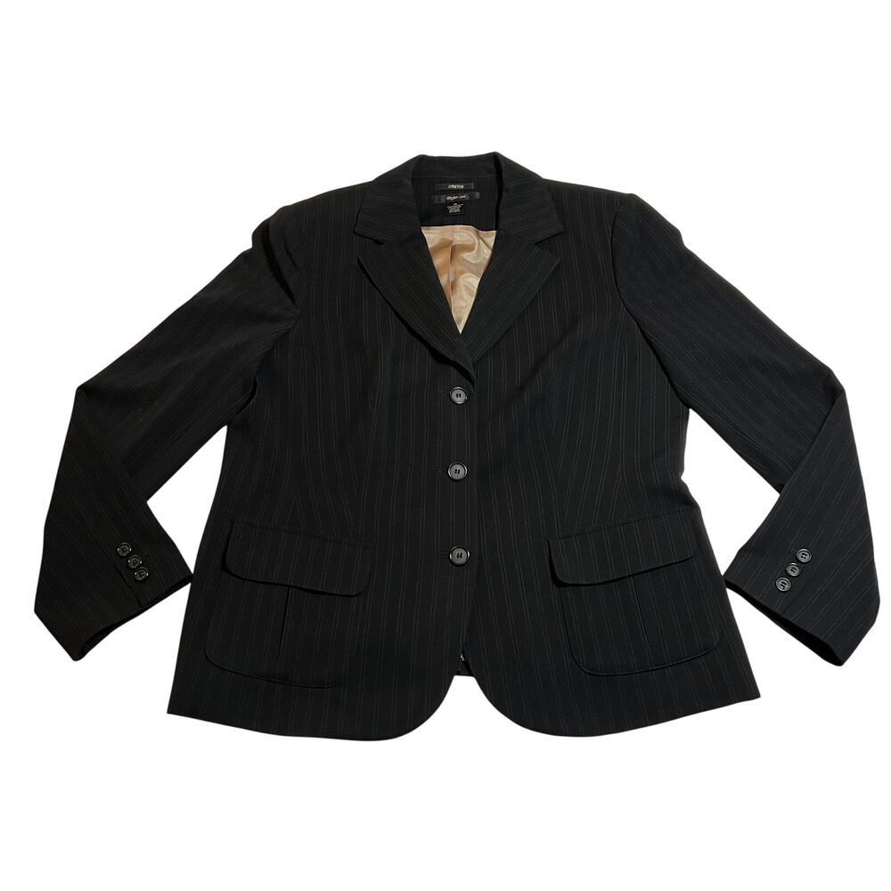 Style & Co. Stripe Stretch Blazer Size 16 Office Professional Workwear Career